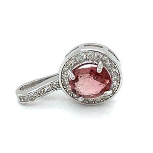 Pink Tourmaline .89ct White Gold Silver Pendant